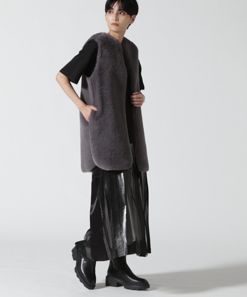 NAKAGAMI(ナカガミ)の「NAKAGAMI(ナカガミ) rubber print skirt/スカート/N03REG0001A(スカート・レディース・ブラック・1)」の9枚目の写真