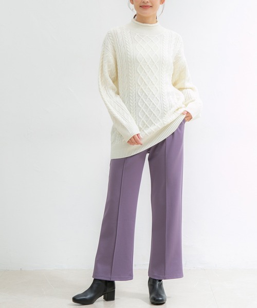 Honeys（ハニーズ）の「ストレートパンツ（その他パンツ・レディース・ライトベージュ/イエロー×グリーン/パープル/ピンク/グリーン/ブラック/モカ・SS/LL/L/S/M）」の5枚目の写真
