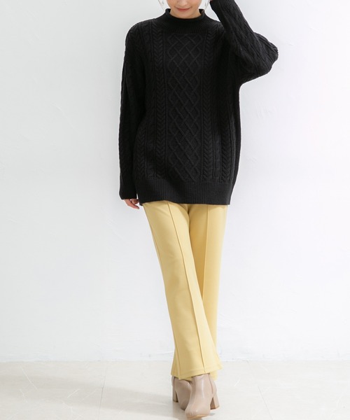 Honeys（ハニーズ）の「ストレートパンツ（その他パンツ・レディース・ライトベージュ/イエロー×グリーン/パープル/ピンク/グリーン/ブラック/モカ・SS/LL/L/S/M）」の6枚目の写真