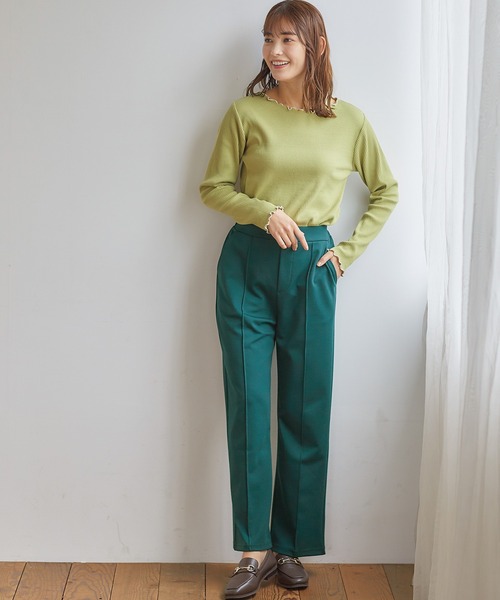 Honeys（ハニーズ）の「ストレートパンツ（その他パンツ・レディース・ライトベージュ/イエロー×グリーン/パープル/ピンク/グリーン/ブラック/モカ・SS/LL/L/S/M）」の4枚目の写真
