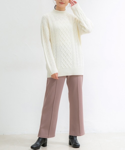 Honeys（ハニーズ）の「ストレートパンツ（その他パンツ・レディース・ライトベージュ/イエロー×グリーン/パープル/ピンク/グリーン/ブラック/モカ・SS/LL/L/S/M）」の3枚目の写真