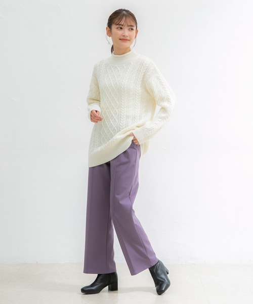 Honeys（ハニーズ）の「ストレートパンツ（その他パンツ・レディース・ライトベージュ/イエロー×グリーン/パープル/ピンク/グリーン/ブラック/モカ・SS/LL/L/S/M）」の11枚目の写真