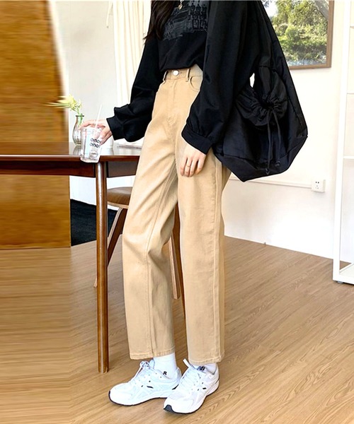 Dita Muaj.（ディータムアージュ）の「ハイウエストストレートパンツ（チノパンツ・レディース・グレイッシュベージュ・S/M/L）」の5枚目の写真