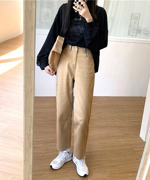 Dita Muaj.（ディータムアージュ）の「ハイウエストストレートパンツ（チノパンツ・レディース・グレイッシュベージュ・S/M/L）」の6枚目の写真