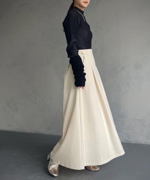 &g'aime（アンジェム）の「【&g’aime】タックフレアスカート（スカート・レディース・ブラック/カーキ/アイボリー・FREE）」の18枚目の写真