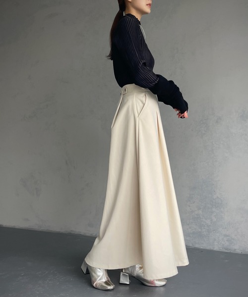 &g'aime（アンジェム）の「【&g’aime】タックフレアスカート（スカート・レディース・ブラック/カーキ/アイボリー・FREE）」の19枚目の写真