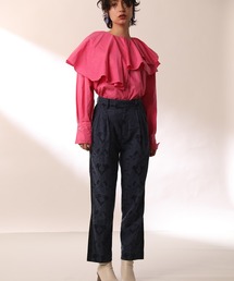 Limue（リミュ）の「裾スリットサイドラインテーパードジャガードパンツ（その他パンツ）」