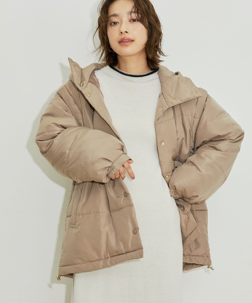 ⭐︎ぽむ⭐︎フード付きダウンジャケット S ベージュ 楽天市場】中綿 ダウンジャケット フード付き レディース ダウンコート