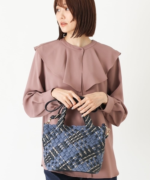 MK MICHEL KLEIN（エムケーミッシェルクラン）の「[2WAY]コンビネーションメッシュバッグ（トートバッグ・レディース・ライトグレー/ネイビー/ベージュ・00）」の3枚目の写真