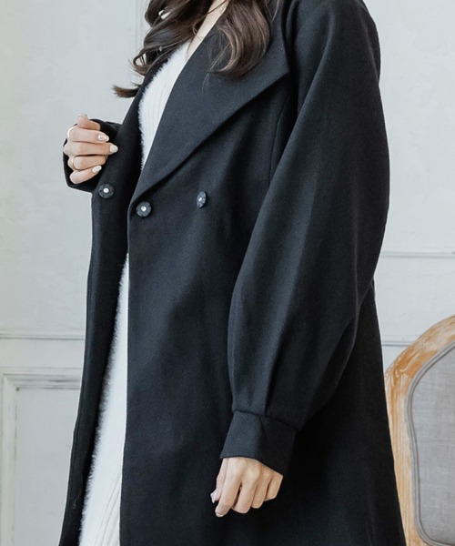Julia Boutique(ジュリアブティック)の「バルーンスリーブミディ丈コート/22565(その他アウター・レディース・ブラック/ピンクベージュ/ライトベージュ・ONE)」の8枚目の写真