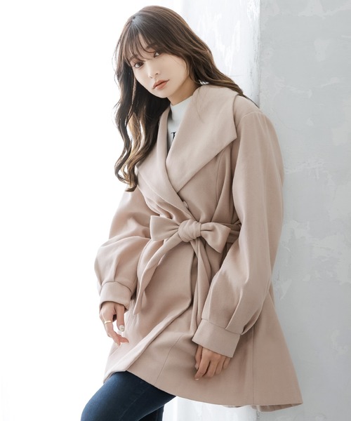 Julia Boutique(ジュリアブティック)の「バルーンスリーブミディ丈コート/22565(その他アウター・レディース・ブラック/ピンクベージュ/ライトベージュ・ONE)」の16枚目の写真