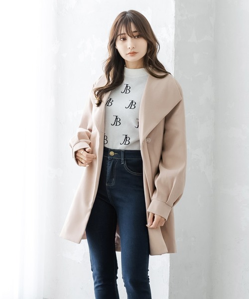 Julia Boutique(ジュリアブティック)の「バルーンスリーブミディ丈コート/22565(その他アウター・レディース・ブラック/ピンクベージュ/ライトベージュ・ONE)」の9枚目の写真