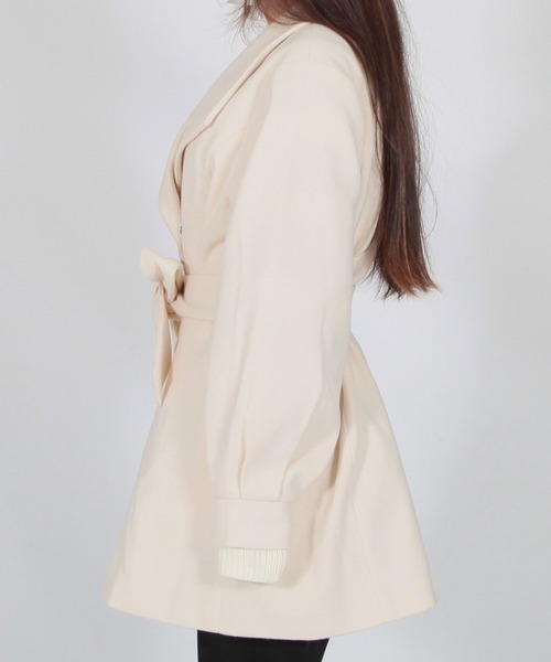 Julia Boutique(ジュリアブティック)の「バルーンスリーブミディ丈コート/22565(その他アウター・レディース・ブラック/ピンクベージュ/ライトベージュ・ONE)」の6枚目の写真