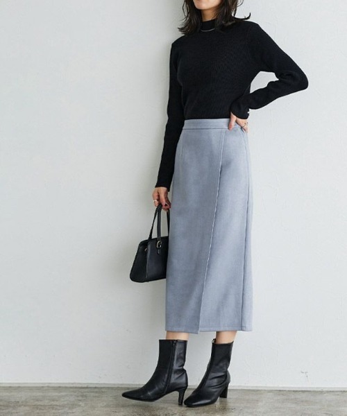 Pierrot（ピエロ）の「カットスエードラップスカート（スカート・レディース・アイボリー/ライトグレー/ブラウン系その他/グリーン系その他/モカ/ベージュ/アッシュ/パープル系その他/グレー・M/L）」の15枚目の写真