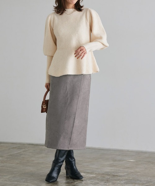 Pierrot（ピエロ）の「カットスエードラップスカート（スカート・レディース・アイボリー/ライトグレー/ブラウン系その他/グリーン系その他/モカ/ベージュ/アッシュ/パープル系その他/グレー・M/L）」の11枚目の写真