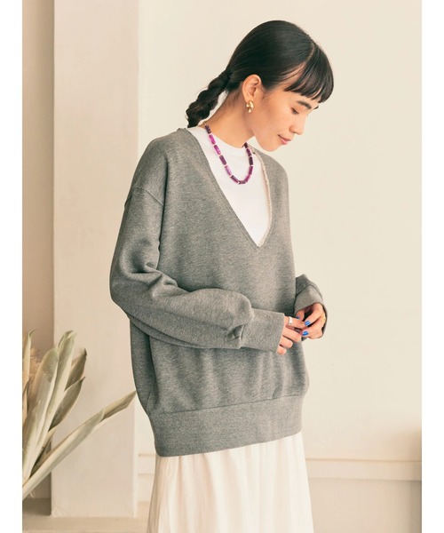 AMERICAN HOLIC(アメリカンホリック)の「深Vネック裏毛プルオーバー2(スウェット・レディース・杢グレー・L/M)」の5枚目の写真