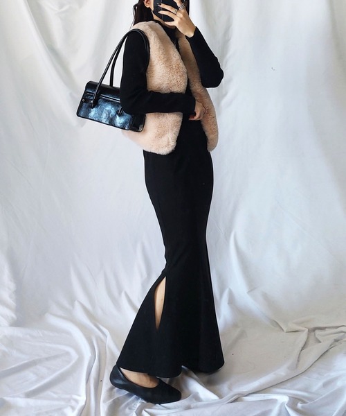 me+em select(ミームセレクト)の「※【 7color 】コンパクトボリュームフェイクファーベスト(ベスト・レディース・ホワイト/キャメル/ピンク/モカ/ベージュ/アイボリー/ブラック・FREE)」の22枚目の写真