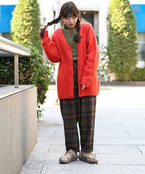 チチカカ（チチカカ）の「ワイドタックチェックパンツ（その他パンツ・レディース・ネイビー/ベージュ/カーキ・FREE）」の5枚目の写真