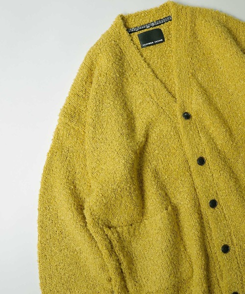 NUMBER (N)INE(ナンバーナイン)の「NUMBER (N)INE/ナンバーナイン ALPACA BORDER KNIT BIG CARDIGAN/ウールアルパカ混 ブークレーニット ワイドボーダー/ソリッド オーバーサイズカーディガン(カーディガン/ボレロ・メンズ・ブラック/グレー系その他/グレー/イエロー/レッド系その他/バーガンディー・2/3/4)」の15枚目の写真