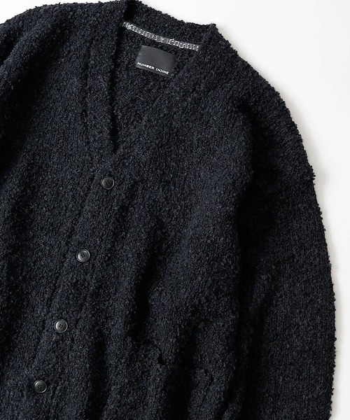 NUMBER (N)INE(ナンバーナイン)の「NUMBER (N)INE/ナンバーナイン ALPACA BORDER KNIT BIG CARDIGAN/ウールアルパカ混 ブークレーニット ワイドボーダー/ソリッド オーバーサイズカーディガン(カーディガン/ボレロ・メンズ・ブラック/グレー系その他/グレー/イエロー/レッド系その他/バーガンディー・2/3/4)」の8枚目の写真