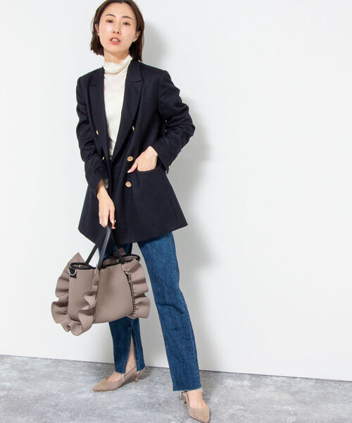 NOLLEY’S（ノーリーズ）の「ネオプレーンフリルトート（トートバッグ・レディース・ライトグレー/ブラック/カーキ・FREE）」の7枚目の写真