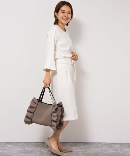 NOLLEY’S（ノーリーズ）の「ネオプレーンフリルトート（トートバッグ・レディース・ライトグレー/ブラック/カーキ・FREE）」の22枚目の写真