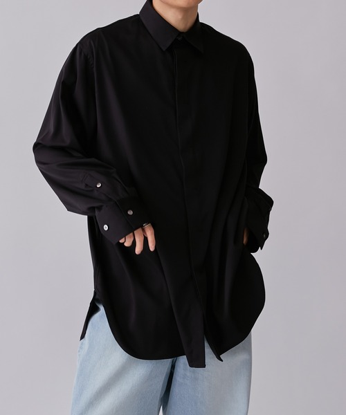 Lui's（ルイス）の「バンブーレーヨンモダンベーシックシャツ（シャツ/ブラウス・メンズ・ブルー/ホワイト/ブラック・S/M）」の10枚目の写真