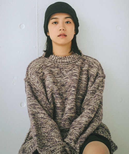 WHIMSIC（ウィムジック）の「【UNISEX】アウトリンキングミックスニットプルオーバー（ニット/セーター・メンズ・ブルー/ネイビー/パープル・FREE）」の19枚目の写真