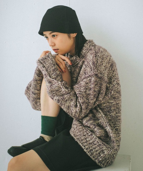 WHIMSIC（ウィムジック）の「【UNISEX】アウトリンキングミックスニットプルオーバー（ニット/セーター・メンズ・ブルー/ネイビー/パープル・FREE）」の20枚目の写真