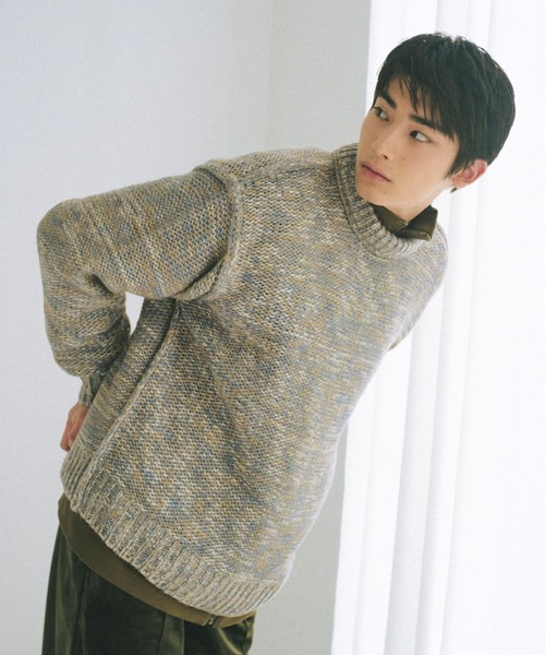 WHIMSIC（ウィムジック）の「【UNISEX】アウトリンキングミックスニットプルオーバー（ニット/セーター・メンズ・ブルー/ネイビー/パープル・FREE）」の5枚目の写真