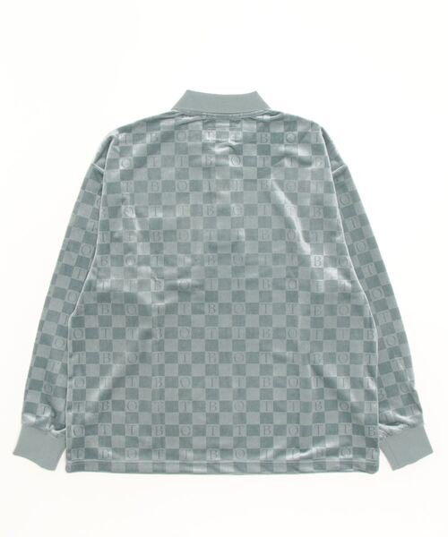BOTT（ボット）の「BOTT / ボット：Checkerboard Velour Polo：22B-SH2[WAX]（Tシャツ/カットソー・メンズ・ライトブルー/ブラウン・XL/L/M）」の3枚目の写真
