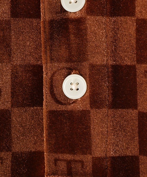 BOTT（ボット）の「BOTT / ボット：Checkerboard Velour Polo：22B-SH2[WAX]（Tシャツ/カットソー・メンズ・ライトブルー/ブラウン・XL/L/M）」の19枚目の写真
