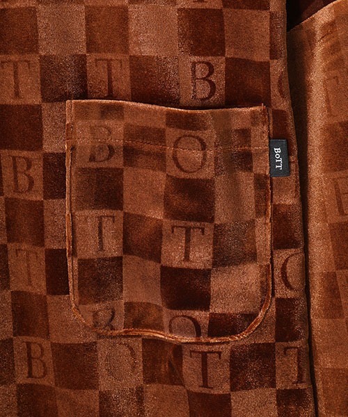 BOTT（ボット）の「BOTT / ボット：Checkerboard Velour Polo：22B-SH2[WAX]（Tシャツ/カットソー・メンズ・ライトブルー/ブラウン・XL/L/M）」の18枚目の写真