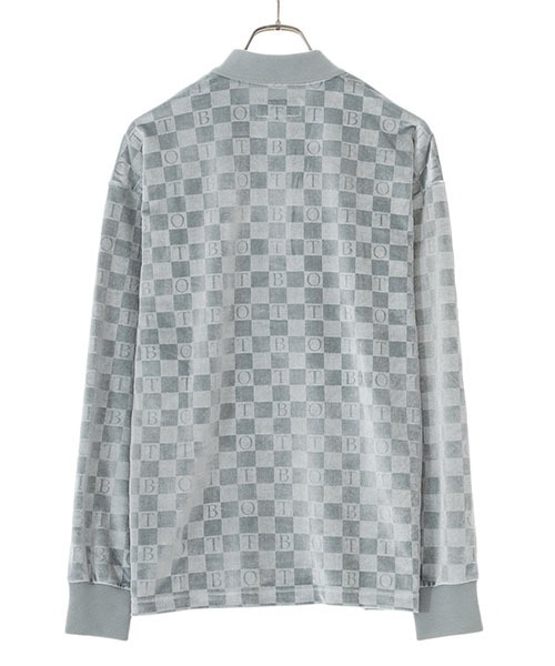 BOTT（ボット）の「BOTT / ボット：Checkerboard Velour Polo：22B-SH2[WAX]（Tシャツ/カットソー・メンズ・ライトブルー/ブラウン・XL/L/M）」の11枚目の写真