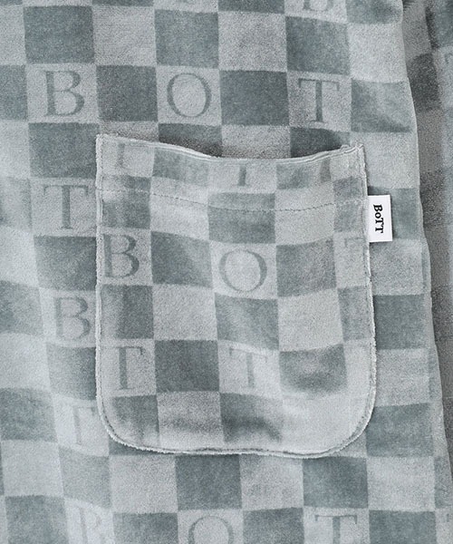 BOTT（ボット）の「BOTT / ボット：Checkerboard Velour Polo：22B-SH2[WAX]（Tシャツ/カットソー・メンズ・ライトブルー/ブラウン・XL/L/M）」の9枚目の写真