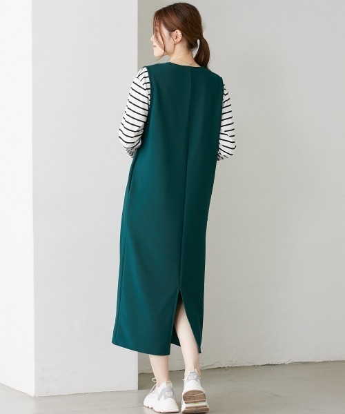 nissen（ニッセン）の「リップルジャンパースカート（Vネック・キーネック）（ジャンパースカート・レディース・ベージュ/グリーン/ブラウン/ベージュ系その他/ブラック系その他/ブラック/ブラウン系その他/ネイビー・L-XL/S-M）」の16枚目の写真