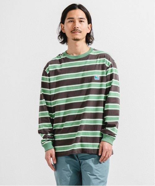 OFFSHORE（オフショア）の「MULTI BORDER L/STEE/マルチボーダー ロングスリーブティー（Tシャツ/カットソー・メンズ・グリーン/ブルー・XL/L/M/S）」の3枚目の写真