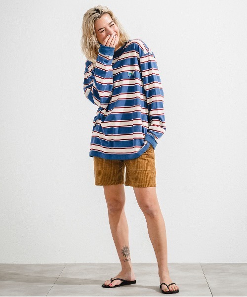 OFFSHORE（オフショア）の「MULTI BORDER L/STEE/マルチボーダー ロングスリーブティー（Tシャツ/カットソー・メンズ・グリーン/ブルー・XL/L/M/S）」の6枚目の写真