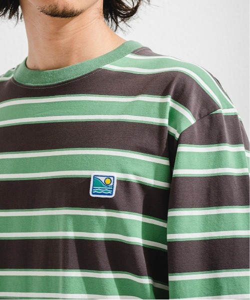 OFFSHORE（オフショア）の「MULTI BORDER L/STEE/マルチボーダー ロングスリーブティー（Tシャツ/カットソー・メンズ・グリーン/ブルー・XL/L/M/S）」の8枚目の写真