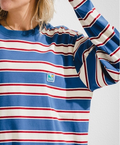 OFFSHORE（オフショア）の「MULTI BORDER L/STEE/マルチボーダー ロングスリーブティー（Tシャツ/カットソー・メンズ・グリーン/ブルー・XL/L/M/S）」の9枚目の写真