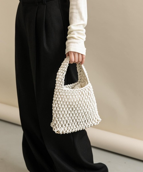 SMELLY(スメリー)の「メッシュミニバッグ(ハンドバッグ・レディース・アイボリー/ライトブラウン/ミント・-)」の19枚目の写真