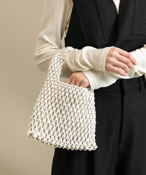 SMELLY(スメリー)の「メッシュミニバッグ(ハンドバッグ・レディース・アイボリー/ライトブラウン/ミント・-)」の12枚目の写真