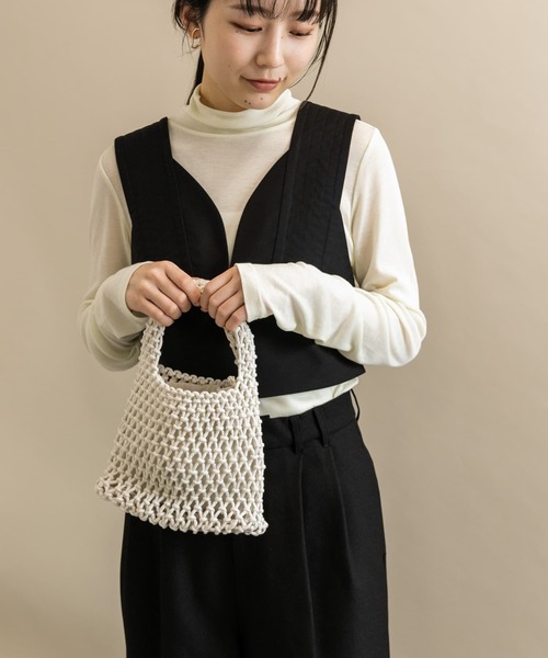 SMELLY(スメリー)の「メッシュミニバッグ(ハンドバッグ・レディース・アイボリー/ライトブラウン/ミント・-)」の22枚目の写真