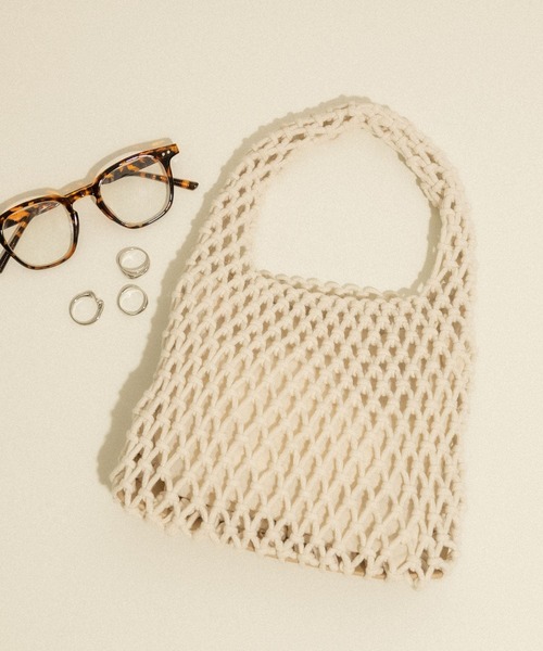 SMELLY(スメリー)の「メッシュミニバッグ(ハンドバッグ・レディース・アイボリー/ライトブラウン/ミント・-)」の10枚目の写真