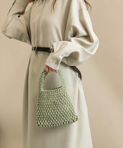 SMELLY(スメリー)の「メッシュミニバッグ(ハンドバッグ・レディース・アイボリー/ライトブラウン/ミント・-)」の17枚目の写真