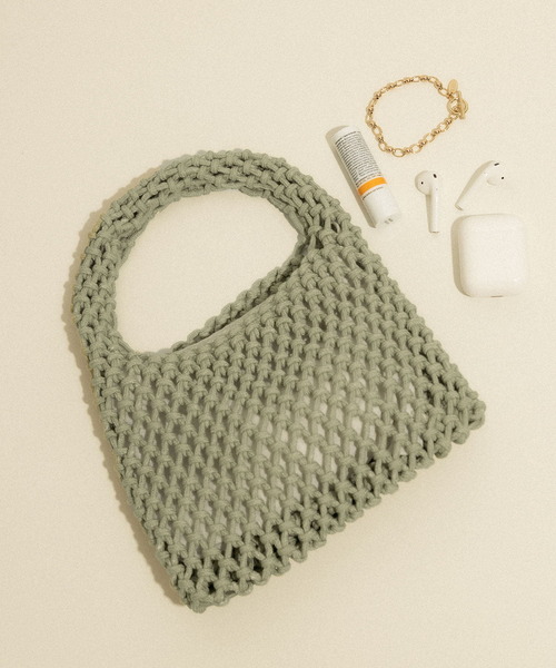 SMELLY(スメリー)の「メッシュミニバッグ(ハンドバッグ・レディース・アイボリー/ライトブラウン/ミント・-)」の13枚目の写真