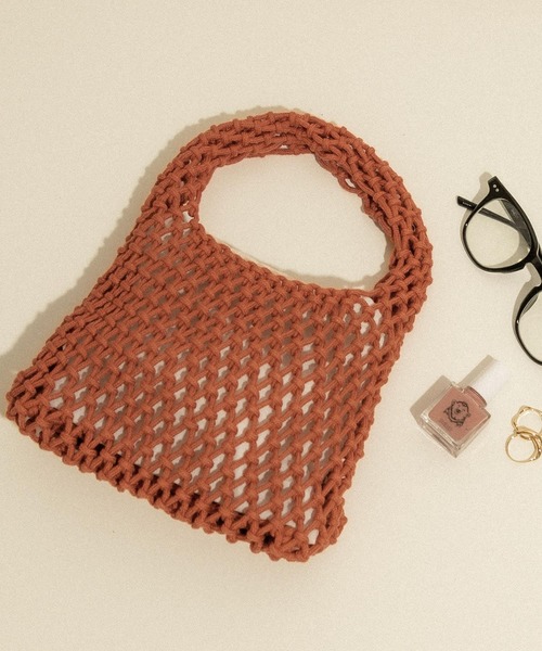 SMELLY(スメリー)の「メッシュミニバッグ(ハンドバッグ・レディース・アイボリー/ライトブラウン/ミント・-)」の11枚目の写真