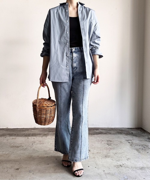 COMMON WARE（コモンウェアー）の「COMMONWARE:12ozデニムピンタックフレアパンツ（デニムパンツ・メンズ・ケミカルウォッシュ/インディゴブルー/ライトインディゴブルー/ブラック系/ブラック・L/XL/M）」の17枚目の写真