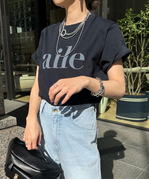 DouDou(ドゥドゥ)の「aileフロッキーロゴTEE(Tシャツ/カットソー・レディース・ホワイト系その他/ホワイト/チャコールグレー/ライトグレー/ネイビー/ピンク・FREE)」の14枚目の写真