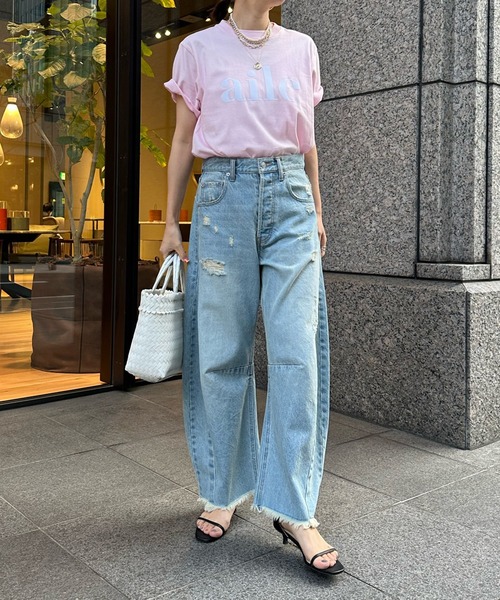 DouDou(ドゥドゥ)の「aileフロッキーロゴTEE(Tシャツ/カットソー・レディース・ホワイト系その他/ホワイト/チャコールグレー/ライトグレー/ネイビー/ピンク・FREE)」の16枚目の写真